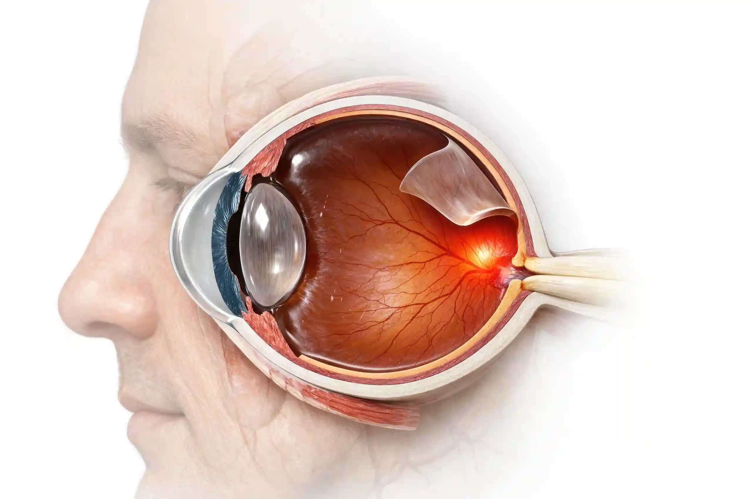 Eye with retinal detachment